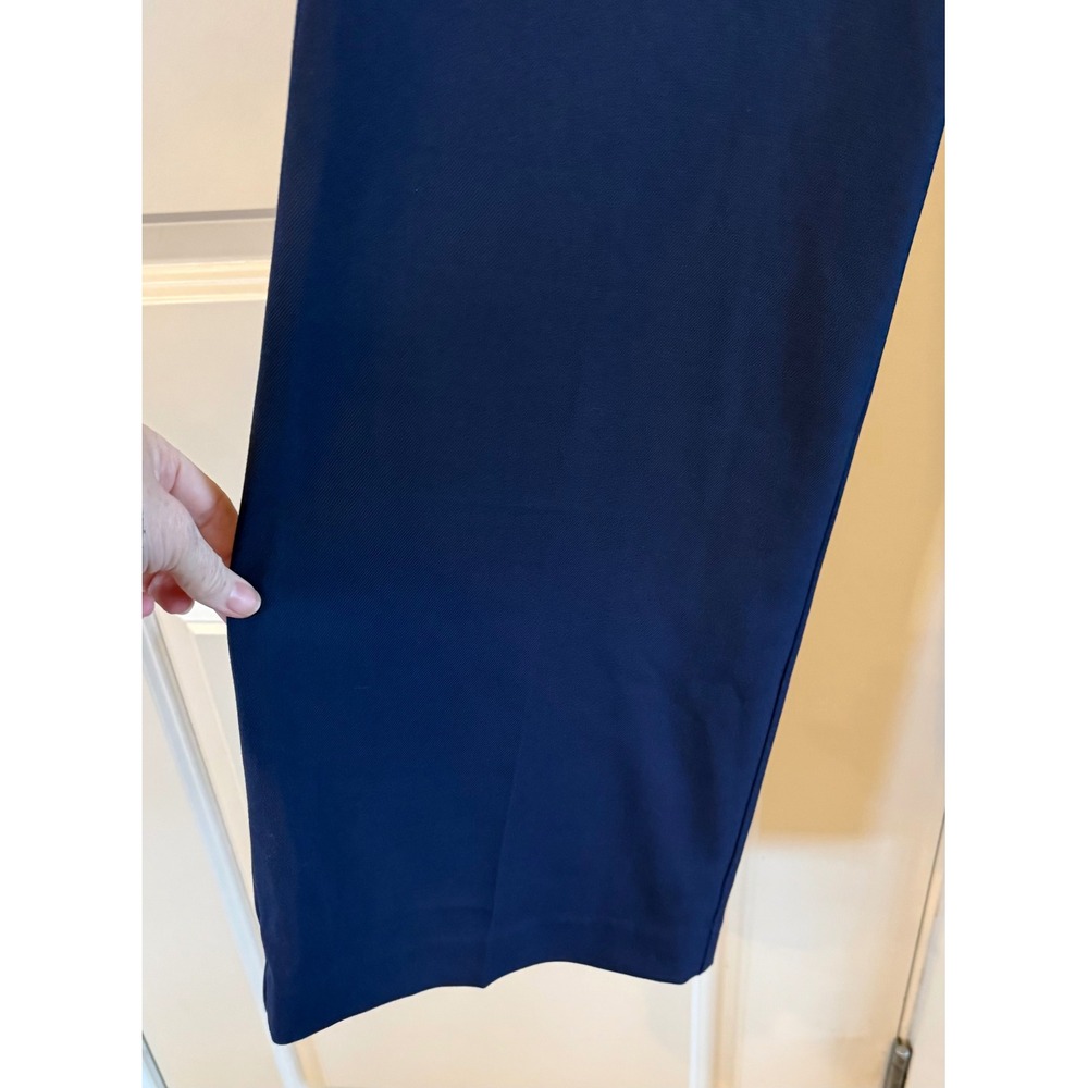 LOFT Navy Blue Flat Front Side Zip Wide Leg Business Casual Trousers Pant Sz 12 - Picture 5 of 9